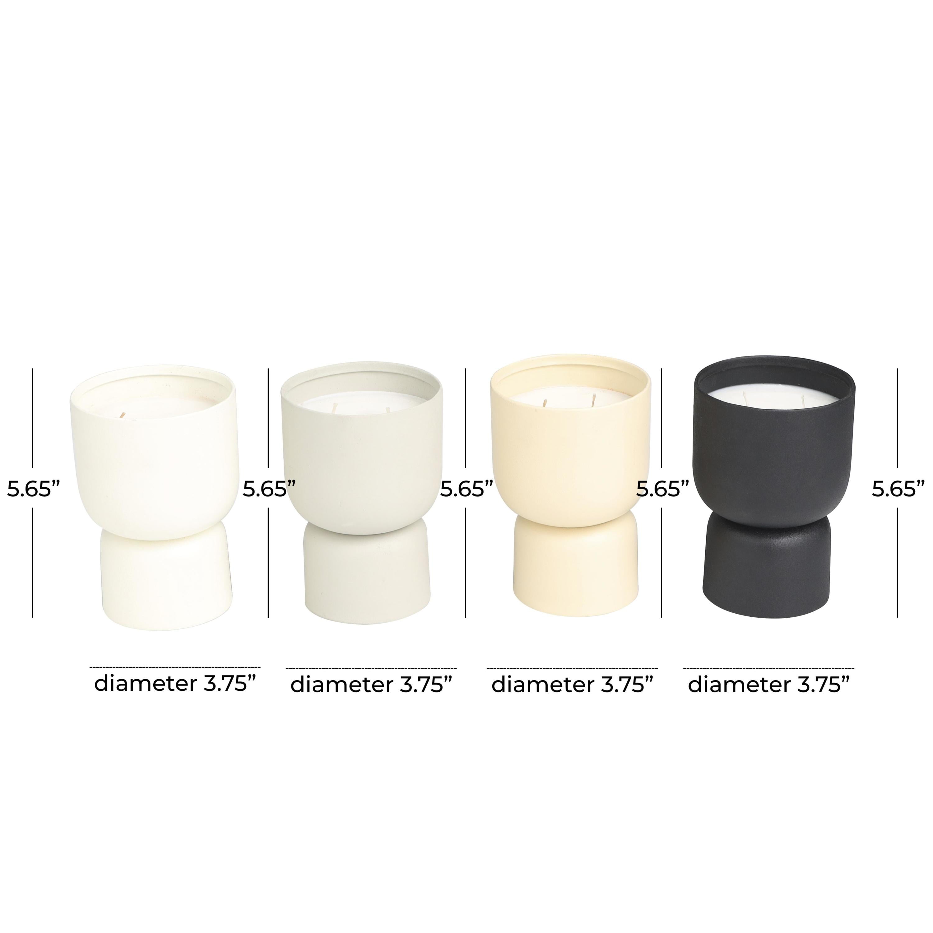 DecMode 4 Holder Multi Colored Metal Egyptian Mint, Mediterranean Fig, Sauvignon Blanc, and Vanilla Marshmallow Scented 12 oz 2 Wick Candle with White Wax, (Set of 4)