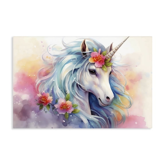 Stupell Industries Cottage Magical Unicorn with Blossoms Canvas Art, 24 x 16, by Creative Studio