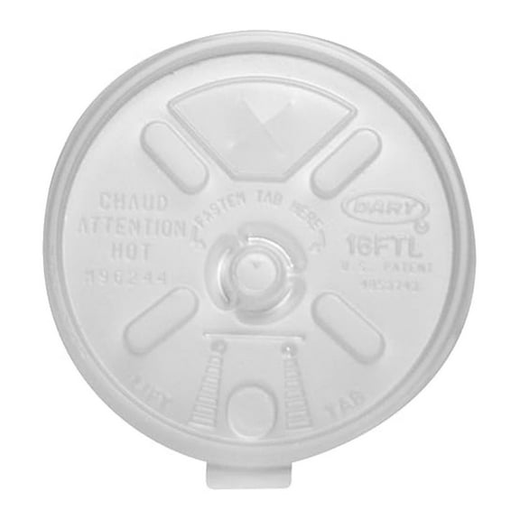 16FTLS Translucent Lift N' Lock Straw Slotted Lid (Case of 1000)