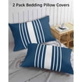 thumbnail image 3 of Navy Blue White Stripe Pillow Covers Standard Size 2 Pack, Modern Rustic Vertical Striped Soft Bed Throw Pillowcases Breathable Cooling Long Lumbar Body Pillow Sham Cover for Bed Sofa 20''x26'', 3 of 7