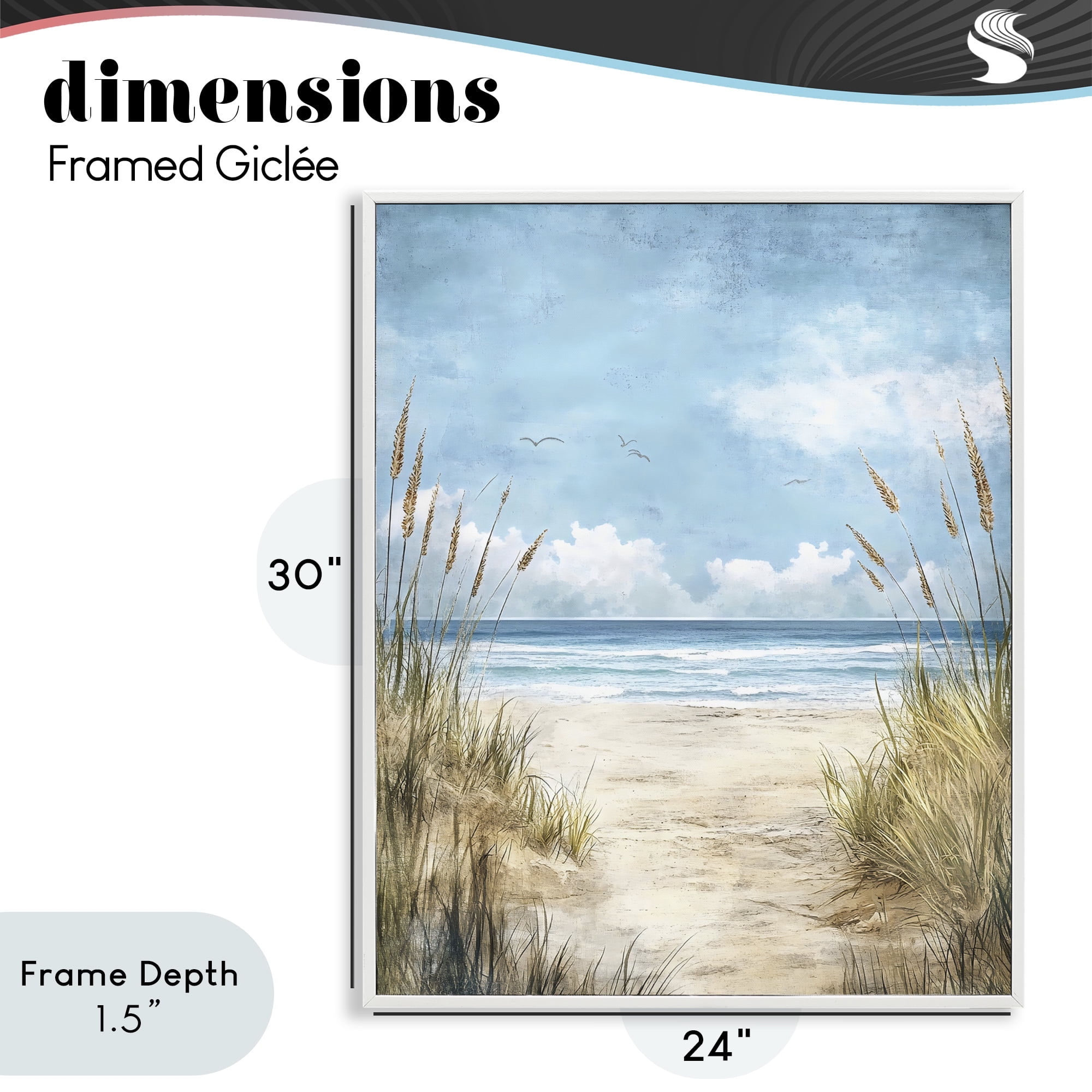 Stupell Industries Free Seagulls over Beach Dunes White Framed Giclee Art, design by Creative Studio