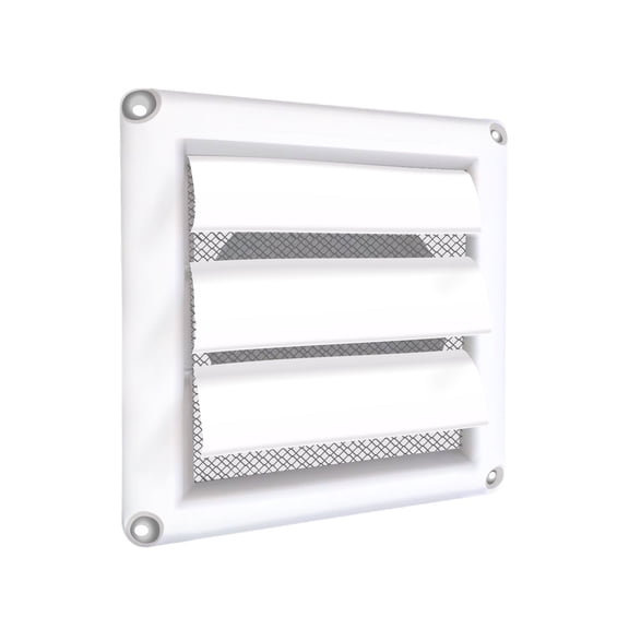 Saffire Outdoor Dryer Louvered Vent Cover, 4" Hood, Built-In Protective Metallic Mesh – White
