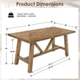 thumbnail image 2 of Dayalane 63“ Dining Table for 4 6 People, Farmhouse Country Style Solid Wood Pine Dining Room Table with Triangle Reinforced Base Rectangular，Grid Pattern Kitchen Table for Kitchen Dining, Walnut, 2 of 9