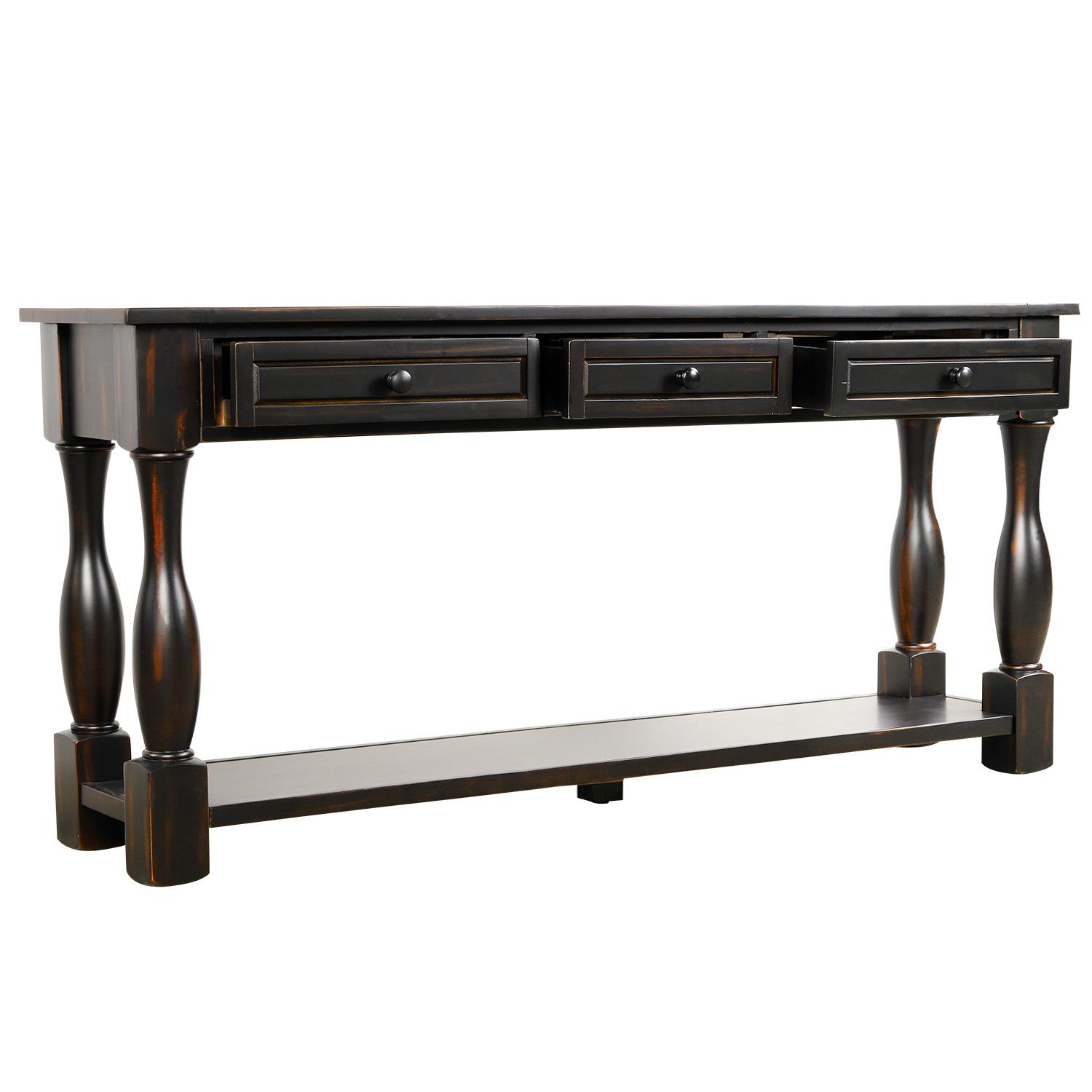 Zimtown Contemporary Console Table Sofa Table Side Desk with 3 Storage Drawers and Low Shelf - image 5 of 9