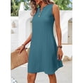 thumbnail image 4 of Women Casual A-Line Dress 2025 Sleeveless V Neck Pleated Sundress Loose Tank Dresses Blue M, 4 of 9