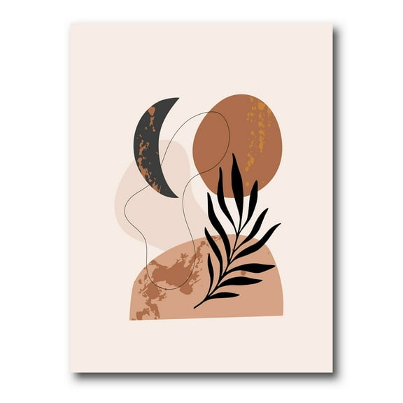 Sun and Moon Shapes In Retro Terracotta Tones I 12 in x 8 in Painting Canvas Art Print, by Designart