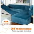 thumbnail image 5 of CJC Sectional Couch Covers, Velvet Stretch L Shape Sofa Covers, 2pcs Sofa Slipcovers for 3 + 4 Seaters Sectional Chaise Slipcover for Pets Kids, Lake Blue, 5 of 10