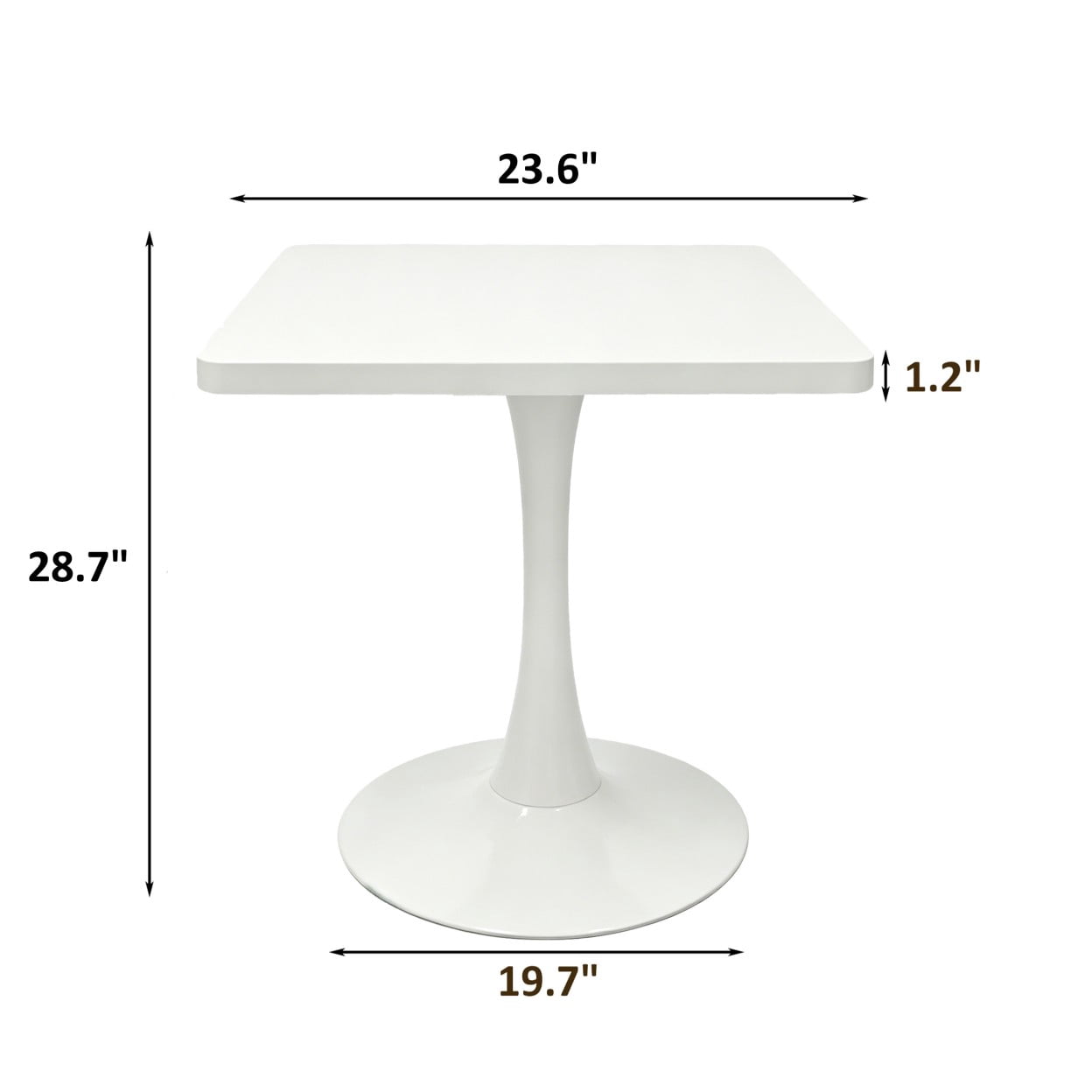 Square Dining Table, 23.6" Tulip Pedestal Table, Mid Century Modern Kitchen Table for 2, Small Space Bistro Dining Table for Apartment Living Room Cafe, White
