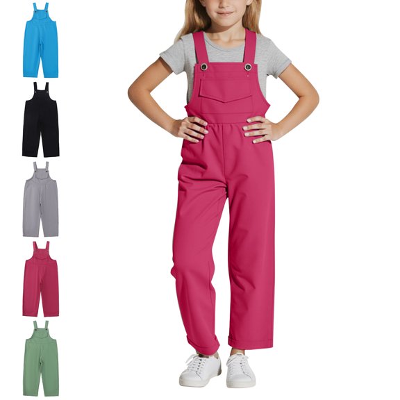 XINXIAOO Kids Girls' Jumpsuit Rompers Casual Comfortable Loose Fit Long Pants Clothes for Girls 3-4 Years