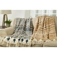 thumbnail image 4 of Saro Lifestyle Geometric Print & Fringed Cotton Throw Blanket Navy Blue, 4 of 4