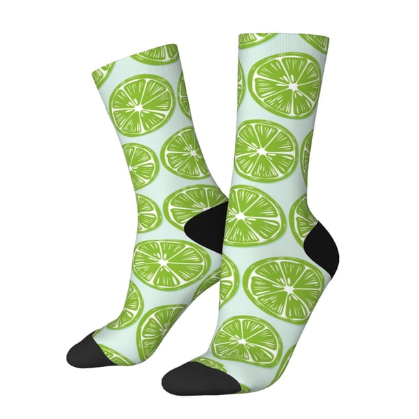 Balery Green Lemon Slices Calcetas Largas con Estampado para Hombre y Mujer – Suaves y Transpirables, Talla Única (US 5-11)