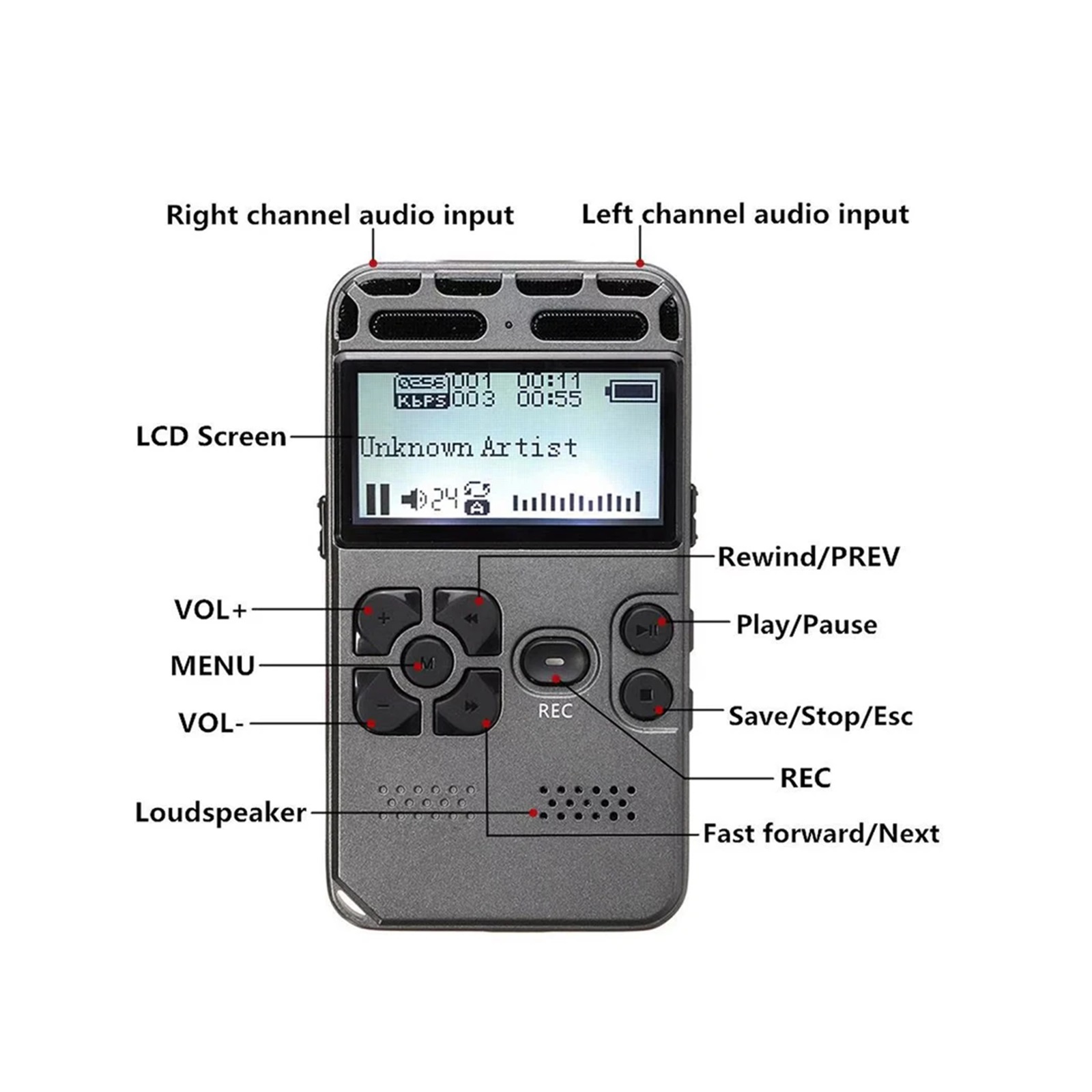 HD 1536KBPS Digital Audio Sound Voice Recorder Dictaphone WAV MP3 Player Recording Pen ,Powerful Feature