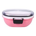 thumbnail image 2 of Oval School Office Bento Lunch Box con cuchara al aire libre Pinic plástico contenedor de alimentos rosa, 2 of 3