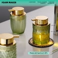 thumbnail image 4 of Sofinny Glass Foaming Hand Soap Dispenser for Kitchen & Bathroom, Refillable Lotion Dispenser with Large Gold Pump(Leaf Pattern-Green), 4 of 7