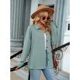 thumbnail image 5 of Womens Cable Knit Light-Weight Shacket Button Down Shirts Long Sleeve Casual Oversized Blouses Tops Green XXL, 5 of 8