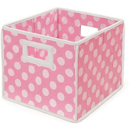 Badger Basket - Folding Basket, Pink Polka Dot