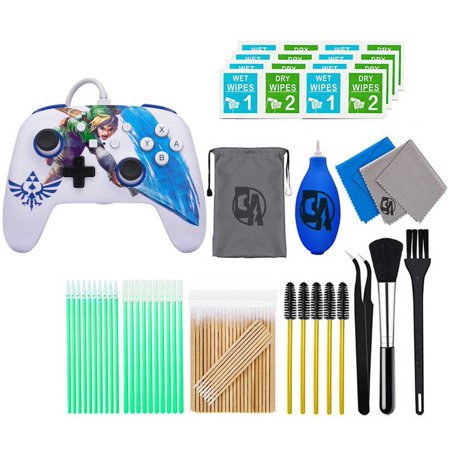 PowerA - Enhanced Wired Controller for Nintendo Switch - Master Sword Attack With Cleaning Manual Kit Bolt Axtion Bundle Like New