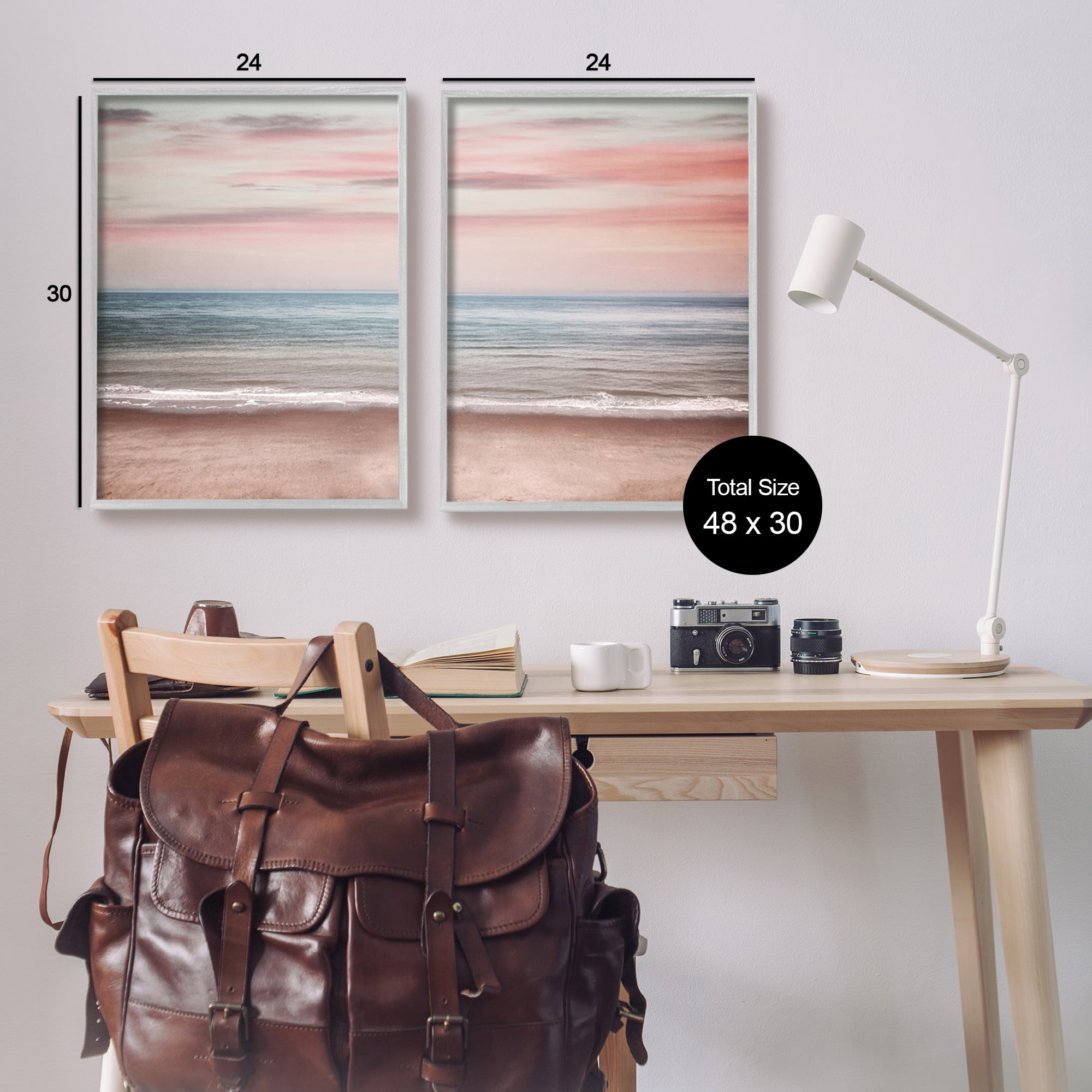 Stupell Industries Pink Coastal Sunset Landscape Photography Gray Framed Art Print Wall Art, 24 x 30