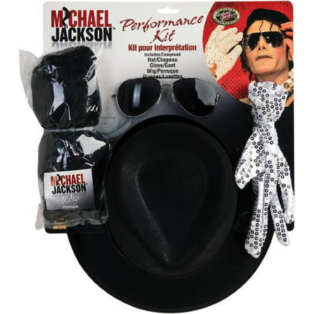 Michael Jackson Costume Accessory Kit with Wig, Hat, Glove and