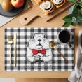 thumbnail image 2 of Groundhog Day Placemats Set of 8, Red Bow Knot Black Checkered Placemats for Dining Table, Place Mats for Kitchen Tabletop, Waterproof Wipeable Dining Table Mats Set, 2 of 9