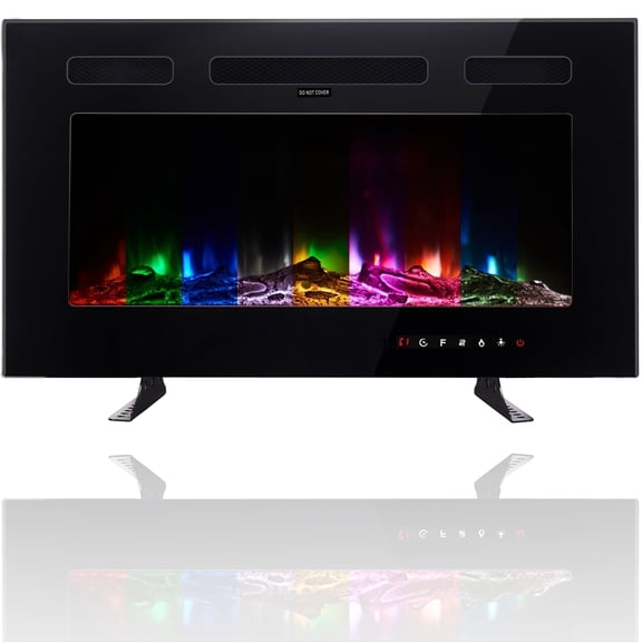 Maxhonor Electric Fireplace Insert Wall Mounted Freestanding Heater with Remote Control, 1500/750W 30 inch, Black