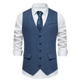thumbnail image 2 of IROINNID Formal Suit Vest for Men Retro Single-breasted Versatile Waistcoat with Pocket Business Vest,Blue, 2 of 9