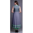thumbnail image 4 of Bimba Bluish Violet Ikat Anarkali Dress Mandarin Collar Sleeveless Kurtis for Women Print Maxi Dress Small, 4 of 6