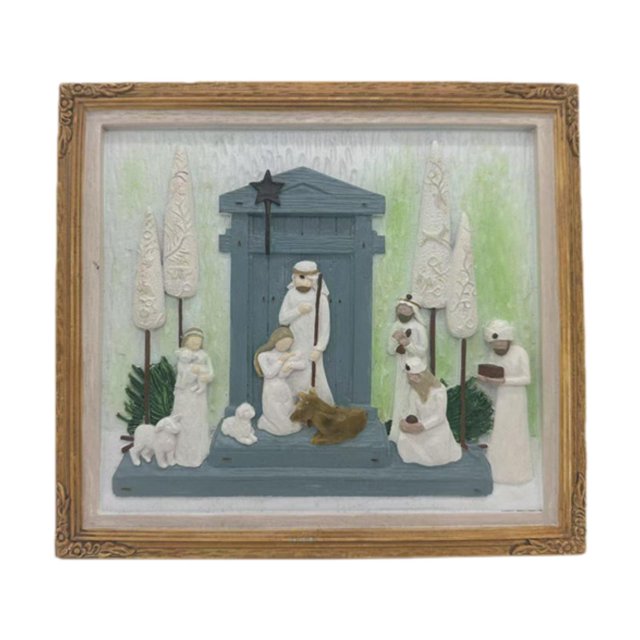 Nacimiento Tablero Navideño Adorno Colgante Decorativo Diseño Único en Resina para Pared Inspiración Religiosa Adecuado para Hogar Oficina Regalo