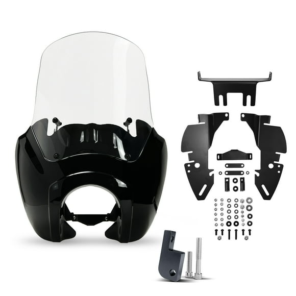 Krator Clear Motorcycle Windshield Fairing, Headlight Extension Block, Motorcycle Accessories, Compatible with Harley Davidson Dyna, Super Glide T-Sport FXDXT, FXR & Softail FXBB/S, FLSB, FXLR/S