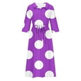 thumbnail image 5 of Feancey Summer Plus Size Dresses for Women 3/4 Sleeve Button Lapel Maxi Dress Casual Polka Dot Print Long Dresses Flowy Loose Dress with Tie Bow, 5 of 6