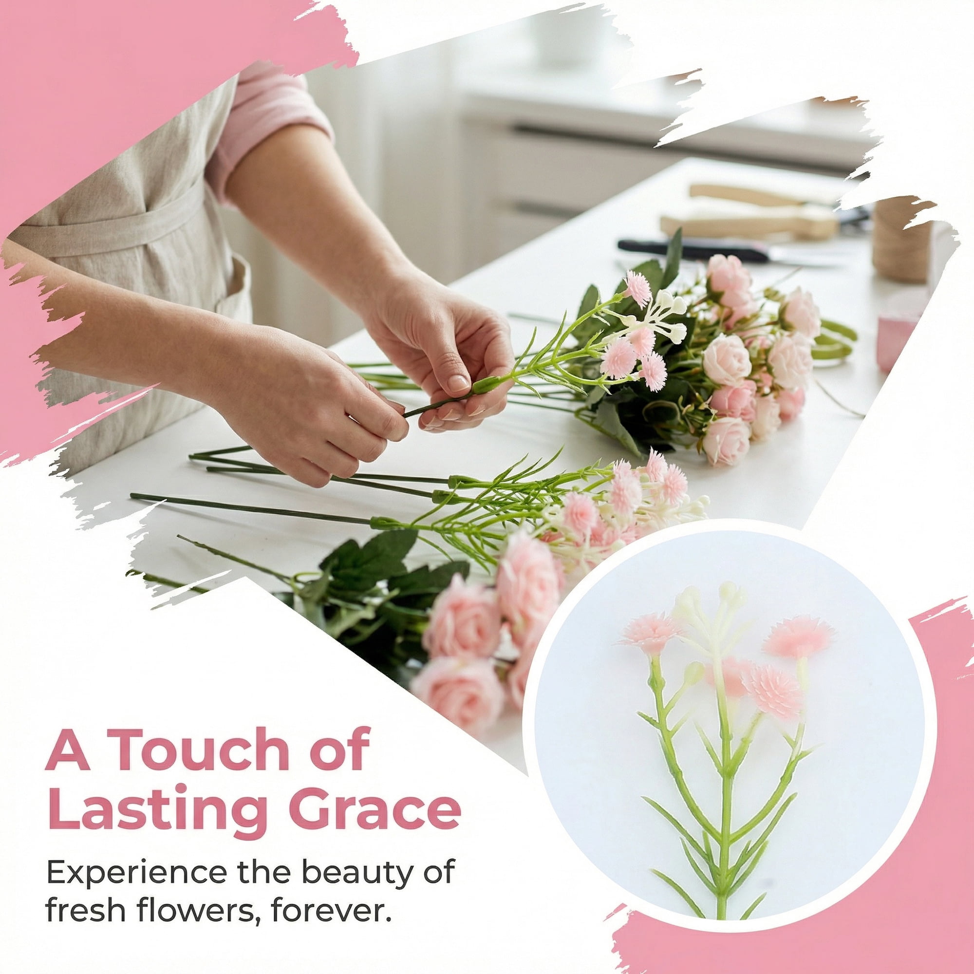 Unique Bargains Artificial Baby's Breath Flowers Faux Bouquets Light Pink 8.9inch