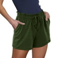 thumbnail image 3 of Summer Shorts for Women 2025 Trendy Solid Color Wide Leg Shorts Elastic High Waisted Shorts Drawstring Shorts with Pockets, 3 of 8