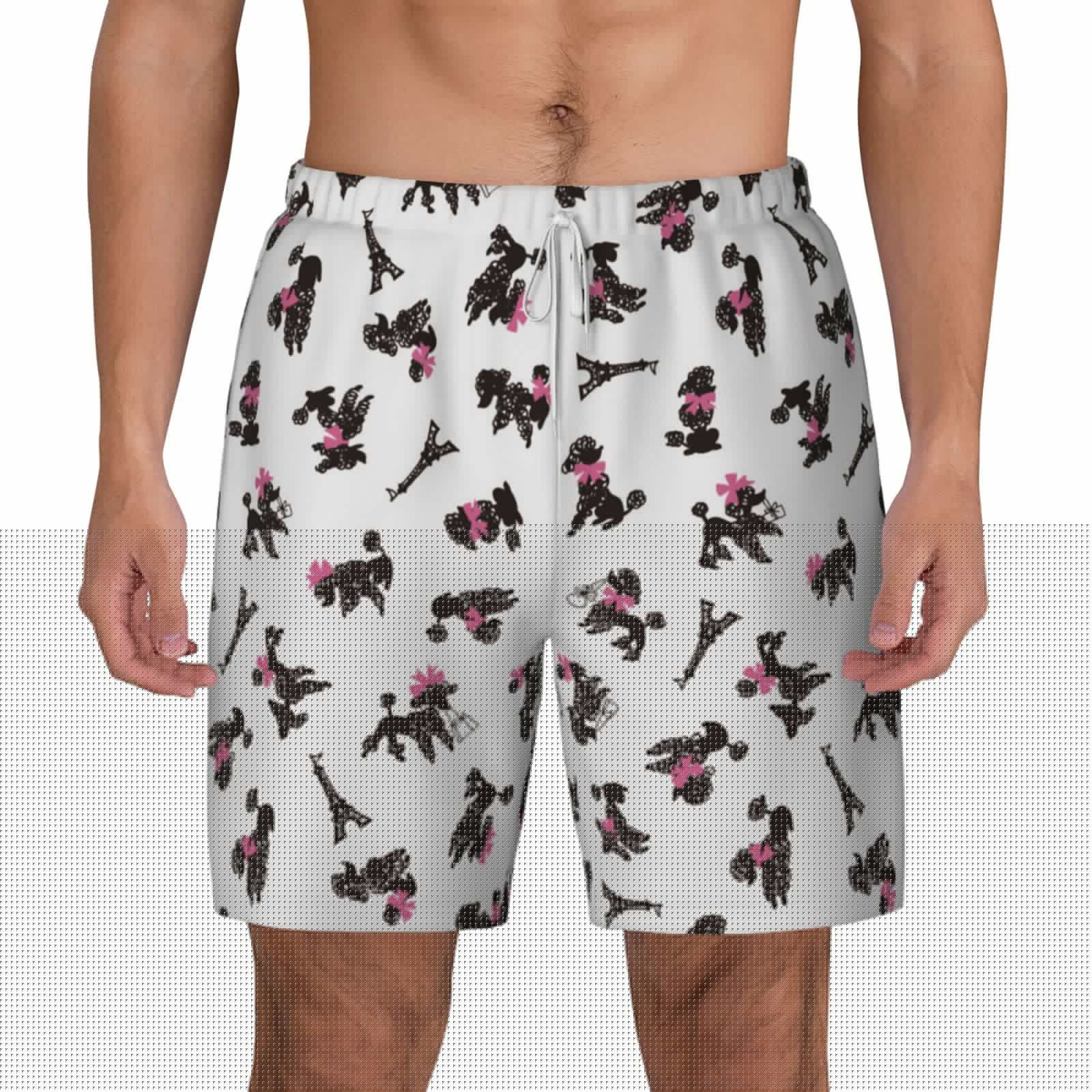 thumbnail image 3 of Uemuo Poodle Dog Pattern Mens Swim Trunks Quick Dry Board Shorts with Mesh Lining, Stretch Beach Shorts Quick Dry No-Chafing Board Shorts-Medium, 3 of 9