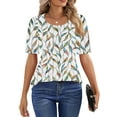 thumbnail image 3 of Fantaslook Blouses for Women Pleated Short Sleeve Tunic Tops Dressy Casual Summer Shirts, 3 of 9