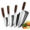 thumbnail image 1 of Kitchen Knife Set Chef Santoku Knives Stainless Steel Japanese Knives Ultra Sharp Forged Hammered Blade Utility Knives for Chopping, Slicing, Cutting, 1 of 7