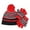 Red-3Pcs, variant on Winter Kid Boys Girls Warm Hat Gloves Set Pompom Striped Design,4Y-10Y
