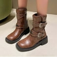 thumbnail image 2 of Brown Women'S Trendy Boots With Buckle Design And Walkable Heel, 2 of 7