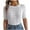 White, variant on Tops for Women Plus Size Short-sleeved Casual Sweater Leaking Navel Round Neck Shirt White XL