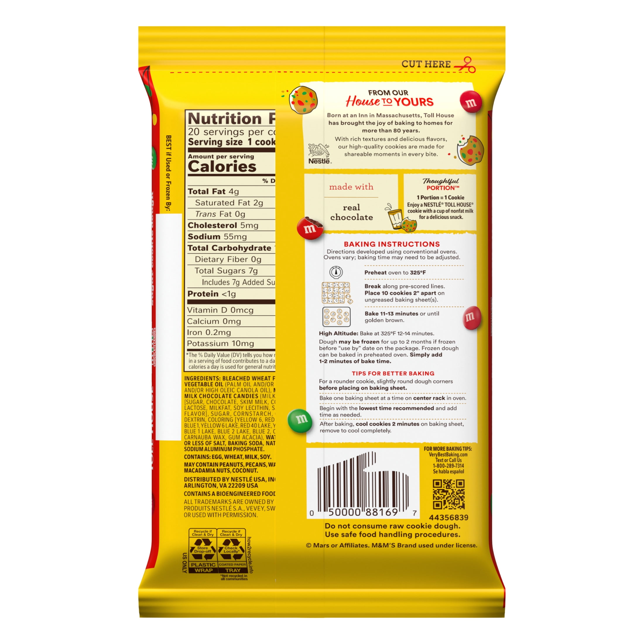 Nestle Toll House Ready to Bake M&M'S Minis Holiday Refrigerated Sugar Cookie Dough, 14 oz