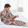 thumbnail image 4 of Wukai Fashion Tatreez2 Men's Long-Sleeve Pajama Set - Comfortable Sleepwear with Button-Down Shirt and Pants-X-Large, 4 of 6