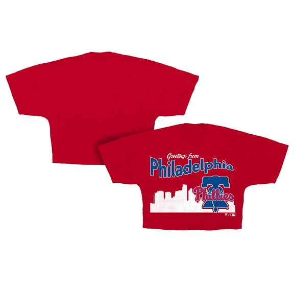 Women's Fanatics Red Philadelphia Phillies Cropped Jersey T-Shirt