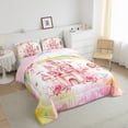 thumbnail image 3 of Homewish Dreamy Pink Castle Bedding Comforter Set for Girls, Kawaii Fairy Elf Twin Comforter Sets, Watercolor Rainbow Reversible Bedding Set, Luxury Bedroom Decor, 2 Pieces, 3 of 8