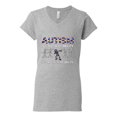 thumbnail image 3 of Autism Is Not A Disablity Itâ€™s A Different Abilty | Autism Awareness Dabbing Skeleton Inspirational Christian Womenâ€™s Standard V-Neck Tee, Heather Grey, XX-Large, 3 of 5
