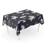 SIDONKU Cute Unicorns Clouds Stars Magic White Baby Jumping Tablecloth Table Desk Cover Home Party Decor 52x70 inch