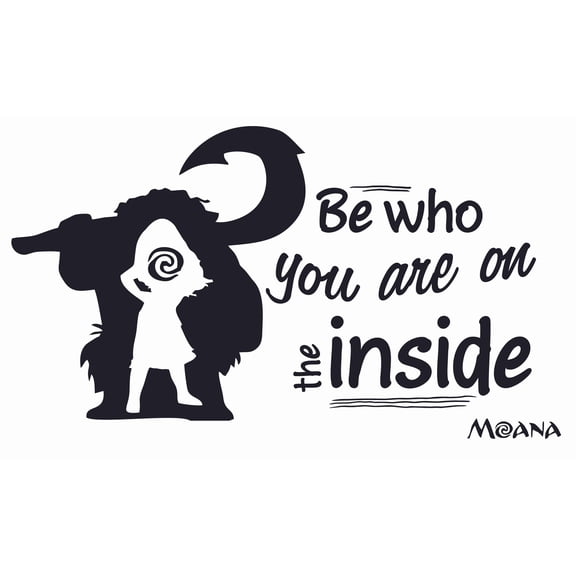 Maui And Moana Wall Lettering Art Decal | DIY Removable Walt Disney Pictures Movie Quotes Home Decor Vinyl Adhesive Kids Bedroom Living Room Sticker Decoration 12" x 20" | Be Who You Are On The Inside