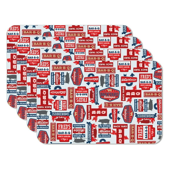 CounterArt "BBQ Life" 4-Pack Reversible Tabletop Placemats