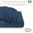 thumbnail image 4 of Pizuna Pure 100% Cotton Twin Fitted Sheet Only, Luxurious 400 Thread Count Long Staple Cotton Sateen Weave 15" Deep Pocket Fitted Sheet (Combed Deep Blue Twin Fitted Sheet Cotton), 4 of 5