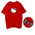 thumbnail image 3 of Hello Kitty verano niñas 100% algodón dibujos animados espalda estampado de lazo blanco manga corta Camiseta mujeres suelta estudiante top, 3 of 5
