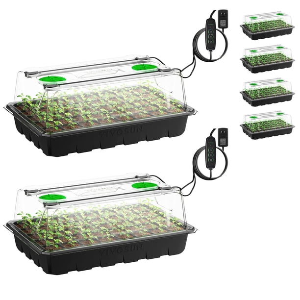 Bandejas para sembrar semillas VIVOSUN de 240 celdas con luces LED, paquete de 6