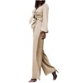 thumbnail image 1 of Mujeres con cuello en V Manga larga Tops Pantalones largos Dos piezas Conjunto sólido Traje casual Wmkox8yi bvn3102, 1 of 9